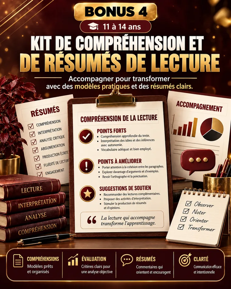 Bonus 4 — 11 à 14 ans